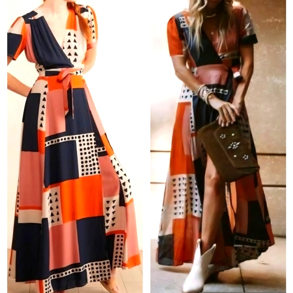 Colorful Geometric Maxi Dress